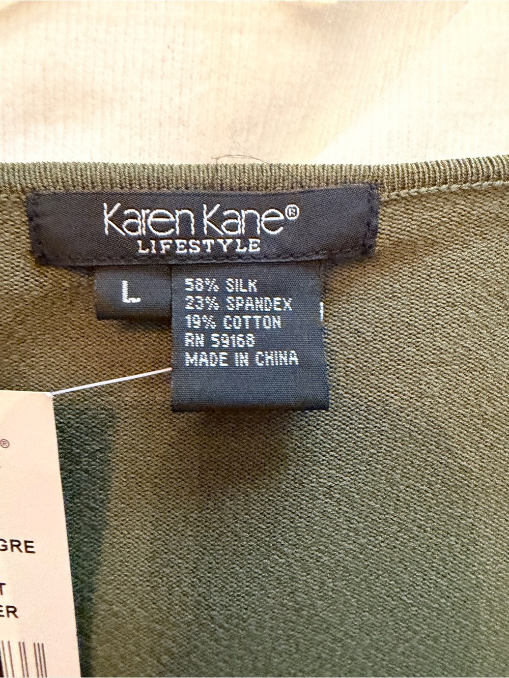Karen Kane Olive Green Knit Top with Subtle Sheen - Picture 2 of 8